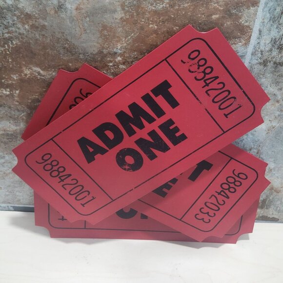 Admit One Red Stacked Tickets Metal 3D Layered Wall Art Sign Theater Movie Decor - Picture 3 of 13